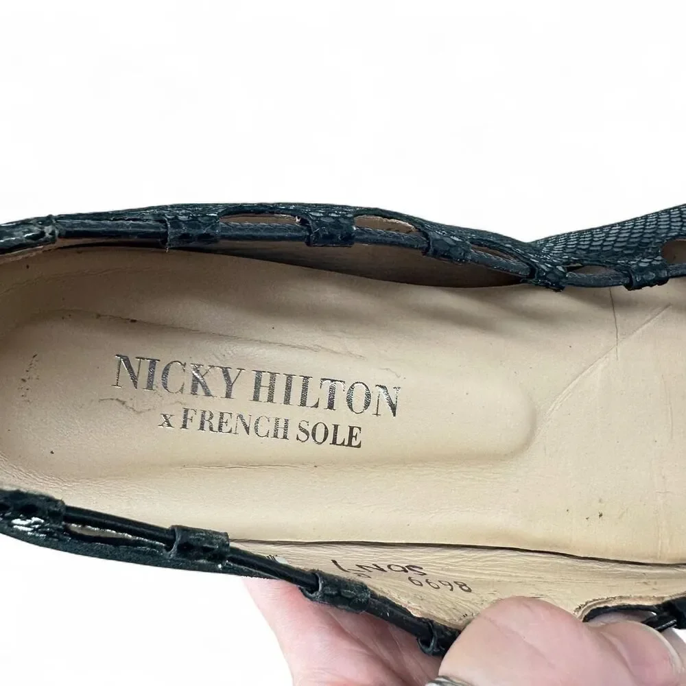 French Sole x Nicky Hilton, Charlott Black Viper Ballet Flats Size 8